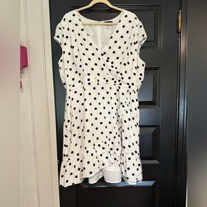 J.Crew polkadot faux wrap dress with ruffled hem